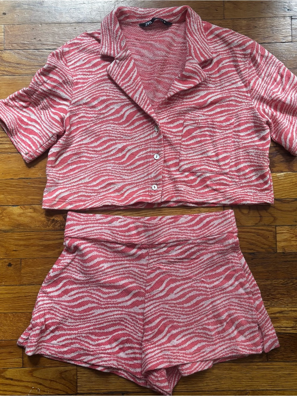 Zara Cotton Zebra Print Shorts Set